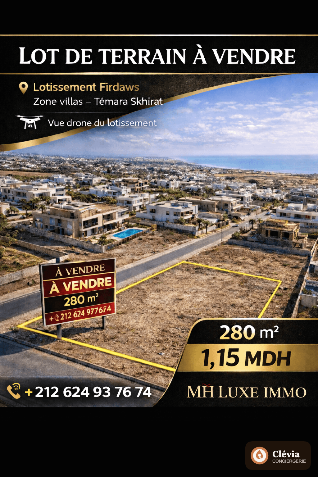 Lot de terrain à vendre – Ferdaousse, zone villas – Témara/Skhirat